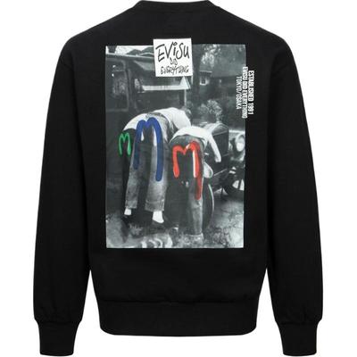 EVISU男士口号和照片印花卫衣