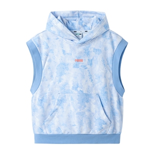 PUMA彪马官方正品新款童装儿童男童针织马甲无袖背心套头连帽卫衣