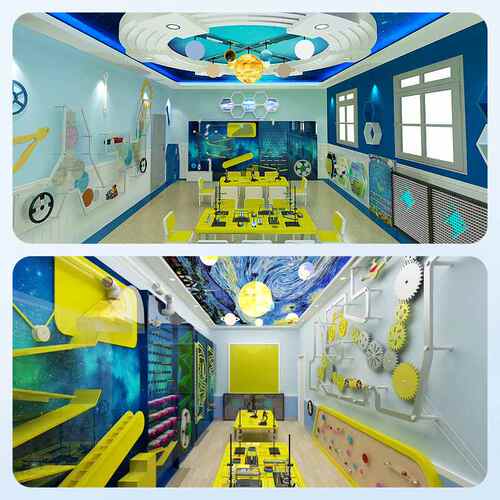 幼儿园科学环创墙面装饰 齿轮演示 科学实验室探索发现 机械齿轮