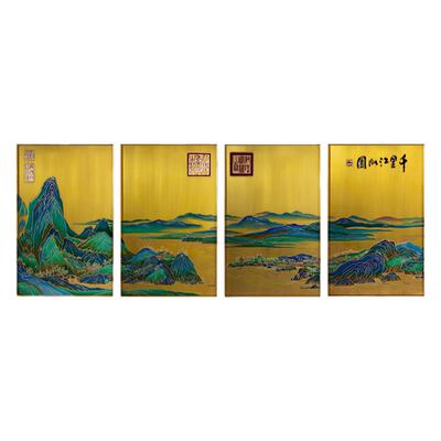 朱炳仁铜千里江山系列之一四联画