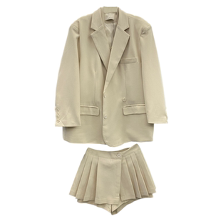 2026春季新款小香西装外套挂脖打揽马甲背心百褶裙裤气质三件套女