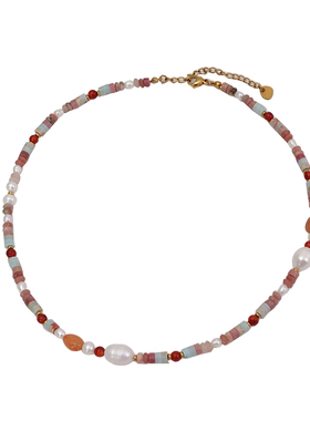 XMR多巴胺天然红纹石项链