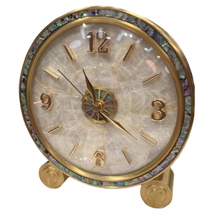 8313TB-精美贝壳镶嵌座钟装饰摆件直径17高19厚6cm