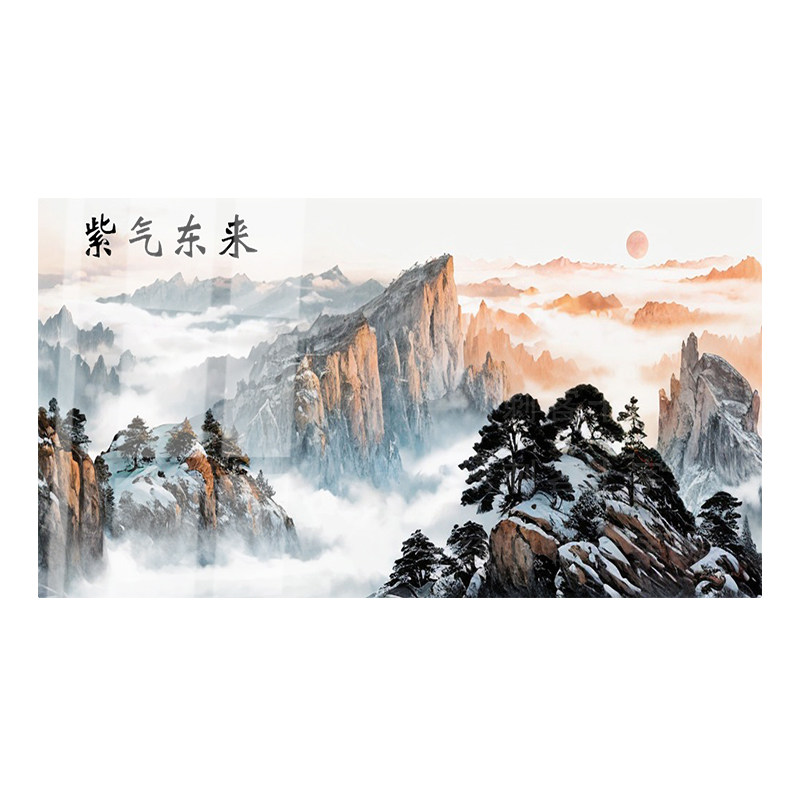 紫气东来旭日东升十字绣钻石画新款横版大画满绣自己绣山水风景