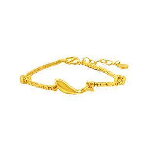 孙俪款老庙黄金足金999古法金富富有余鱼发财手链铜钱金币