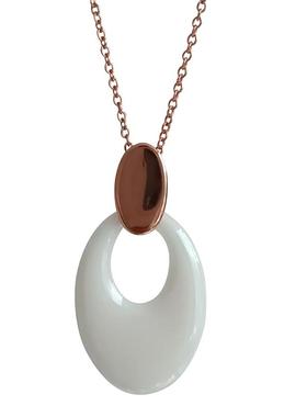 平安扣精密陶瓷s925银玫瑰金项链