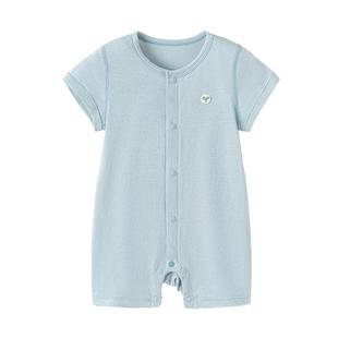 babylove婴儿连体衣夏季薄款短袖哈衣爬服纯色竹棉睡衣宝宝衣服