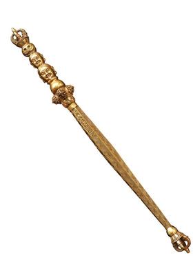 黄铜佛头金刚杵法器摆件