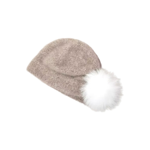 59cm CA4LA SHK01261 EX MARAFUR 7 狐狸毛球 针织帽 安哥拉兔毛