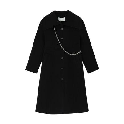 收腰毛呢大衣MSLAN羊毛