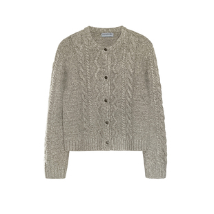 TRENDYWU 意式优雅“晚秋”粗线麻花文艺复古慵懒chic厚开衫毛衣