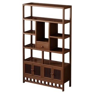 竹制博古架非实木茶柜置物架中式多宝阁茶水柜靠墙茶叶放置架书架