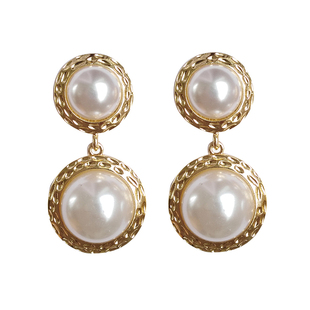 新中式复古耳环夸张大珍珠耳饰女高级感轻奢大气国风气质耳钉耳夹