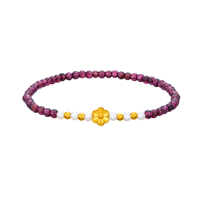 明牌珠宝黄金欢喜花事手链