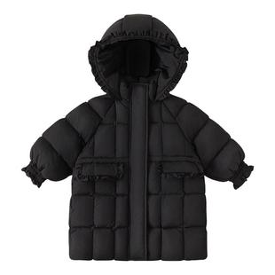 儿童羽绒服冬季女童羽绒服中长款宝宝白鸭绒羽绒服新款三防羽绒服