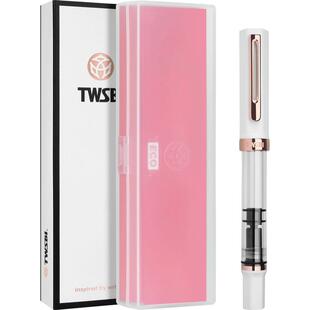 官方旗舰店twsbi三文堂ECO钢笔玫瑰金白色学生专用男士商务透明大容量练字书法笔礼物送礼定制活塞上墨刚笔