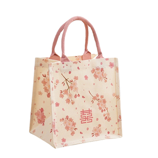 伴手礼女伴娘结婚喜字手提袋手腕包高档布艺回礼袋子婚庆礼品实用