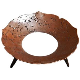 莲花三足紫铜盖置茶滤搁架 壶盖托架茶滤架 盖架铜托座小壶托茶托