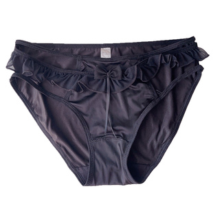 新款绸面牛奶丝滑细带大码内裤女性感缕空胖妹mm200斤蝴蝶结甜美