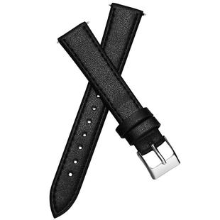 超薄柔软男女手表带粉红色棕色黑色白色针扣平纹表链皮表带16mm