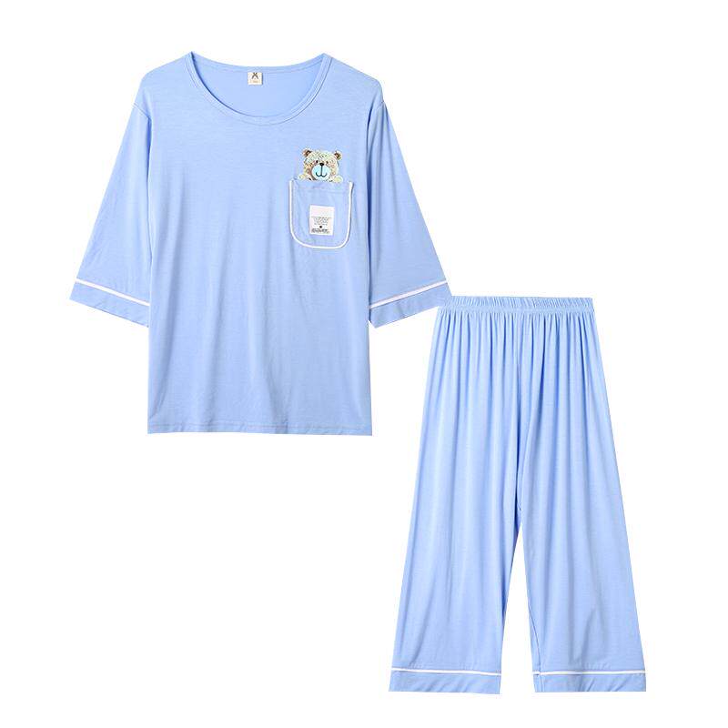 莫代尔男童睡衣夏季薄款短袖儿童空调服小男孩大童夏款家居服套装