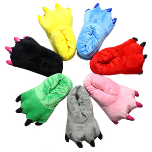 动物爪子鞋 儿童成人爱情公寓珊瑚绒毛绒动物卡通家居鞋爪爪子鞋