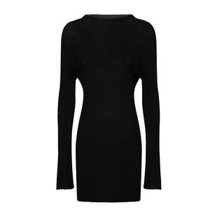 【当季新款】Wolford/沃尔福特纯羊毛针织衫中长款高开叉黑53528