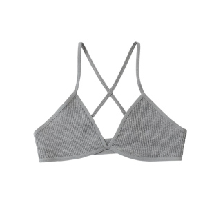 欧美bralette超薄三角杯无钢圈文胸夏螺纹深V性感棉质少女内衣女