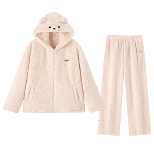 泰迪熊睡衣女款2026新款冬高级感冬季珊瑚绒秋冬加绒加厚家居服厚