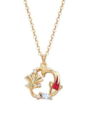 猫蛰S999足银杏运锦鲤项链