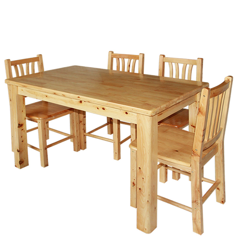 全实木餐桌椅组合长方形中式纯柏木家用现代简约4/6人多功能饭桌