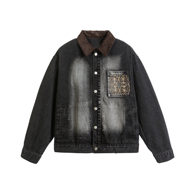 TIRED美式复古刺绣牛仔夹克秋季