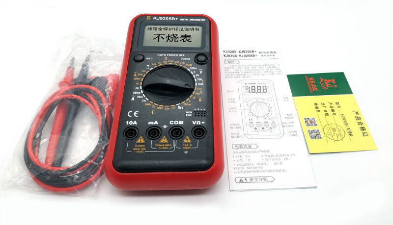 深圳科捷KJ9205B+ KJ9208B+数字万用表防烧表电容200uf温度频率