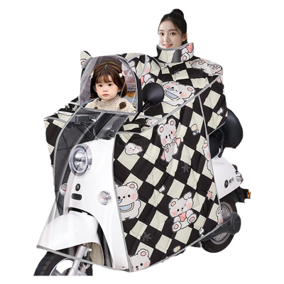 斗篷款亲子电动车挡风被冬季加厚