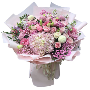 杭州鲜花速递同城玫瑰花郁金香混搭花束爱人女友生日订花送花上门