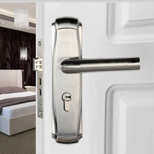 室内304不锈钢木门锁 卧室静音门锁通用型门把手房间实木门执手锁