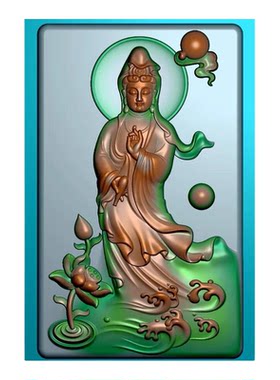 飘逸观音菩萨浮雕圆雕精雕3D立体造型高档细腻精致小巧送礼送朋友