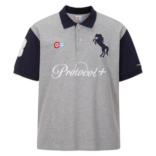 Protocol index联名Vandy战马刺绣徽章POLO衫美式休闲流行短袖T恤