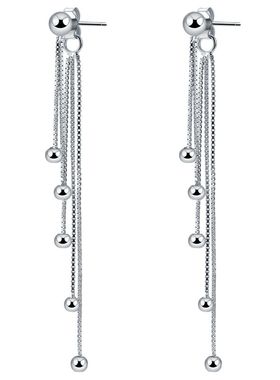 通体s925镀白金背挂式长流苏耳坠