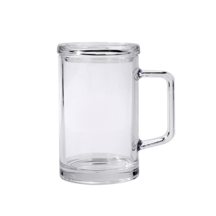 耐热透明玻璃杯加厚水杯带把手茶杯刻字定制logo印字专用杯子带盖