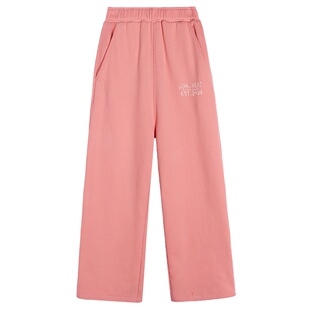 落落狷介过冬保暖穿搭2024年新款松紧腰卫裤小个子加绒阔腿裤长裤