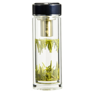 万象银离子抗菌双层隔热泡茶杯子玻璃杯女高颜值水杯男士纯钛滤网