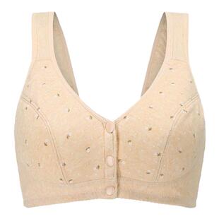 妈妈内衣女薄款运动大码胸罩中老年纯棉前扣文胸聚拢无钢圈背心式