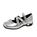 方头蝴蝶结皮带扣玛丽珍浅口单鞋女2025新款小个子内增高芭蕾鞋软