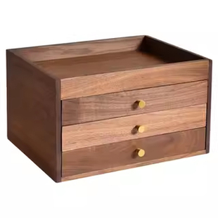 赵北文房四宝书桌高级实木收纳置物架胡桃木桌面收纳盒抽屉式