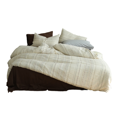 DAISYHOME云迹手作2026早春新品线段条纹全棉长绒棉双层纱四件套