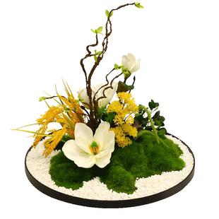 新中式酒店大圆餐桌中间摆花高端餐厅电动转盘摆件装饰品景观造景