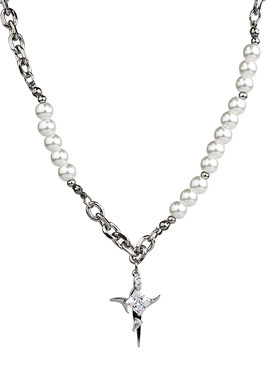 不掉色个性星芒吊坠拼接项链