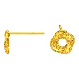 老庙黄金足金花朵耳钉螺旋花朵璀璨鳞甲闪耀5G星光梦幻时尚精巧