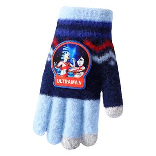 经典奥特曼儿童保暖手套新款男童大童秋冬季毛绒加厚五指手套冬天